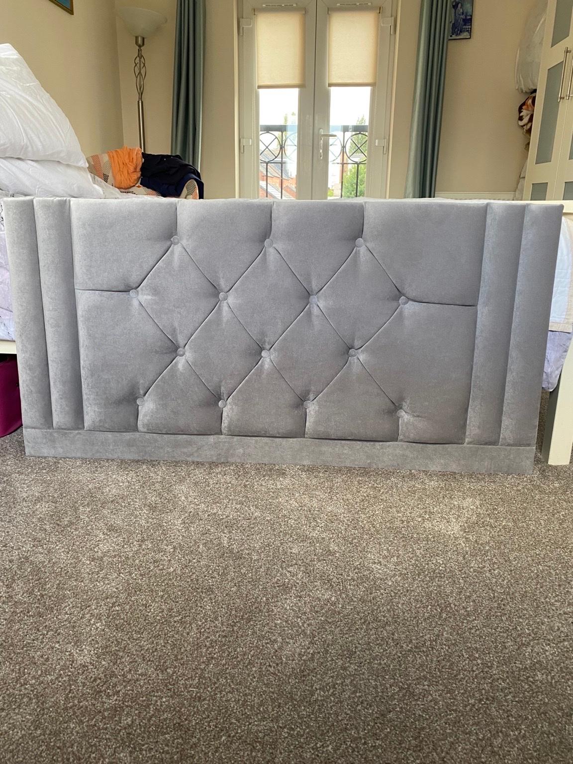 Grey velvet small double headboard in B66 Sandwell for £30.00 for sale