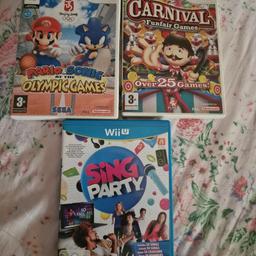 Nintendo WII games / WII U game / all different prices 

I've got 2 Nintendo WII games here for sale and 1 WII U game here for sale 

mario and sonic at the olympic games £5

carnival games £5

sing party wii u game £8

Or will take £15 cash on all 3 games together 

You can come and collect or I can post if your willing to pay for the postage on top