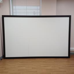 Very large large projection screen with metal frame.⁸

There is a black think Mark in the middle of the screen I have tried to remove it with water but had no luck

The frame enables the screen to be hung on a wall

The frame can be light weight considering the size

This is collection only and wil require a van or at least 2 people

Please note this has been broken down in to pices and will need to be assembled which is fairly easy to do