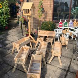 Cheer up the garden this winter
Garden items from £8
Bird boxes £8 each
Wooden baskets £12 each
Squirrel tables £12
Planters £16 each
Bird tables £42 each , split to transport
Can deliver for fuel dep where
Look great