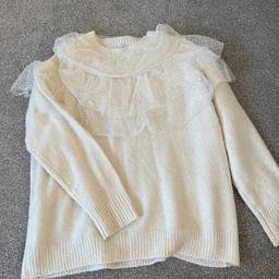 Cream jumper with lace frill detail from Zara