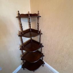 Large wooden corner shelf unit. Good condition. One slight mark as shown on last pic but hardly noticeable.