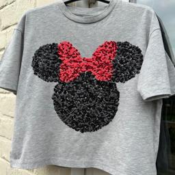 Primark/Disney cropped T-shirt with sequinned Minnie Mouse motif to the front
