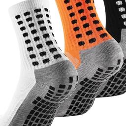 Quality / comfortable / multi-sport / performance socks for men / boys.
Suitable for football and other sports with its anti slip rubber grip soles and anti sweat soft cotton insoles
Prevent / reduce risk of blisters and excess rubbing during sports / exercise

2 pairs in bright white and orange

Size UK 5.5-11 (EU 39-45)
Cotton
Machine washable

 Get a grip on your sports game with these new Anti Slip Anti Blister Sports/Football Grip Socks in White/Orange. These socks come in two pairs and are perfect for a range of activities such as tennis, climbing, exercise, badminton, yoga, running, basketball, football, hiking and squash. The socks are made to fit UK sizes 5.5 to 11 and come in a crisp white and vibrant orange colour scheme that is sure to make a statement.
The socks are designed to offer a comfortable and secure fit.