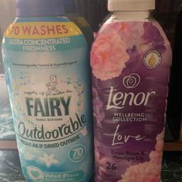 1. Fairy outdoorable 70 washes 
1 Lenor exotic bloom & moonlight lily 26 washes


£4.00 for both