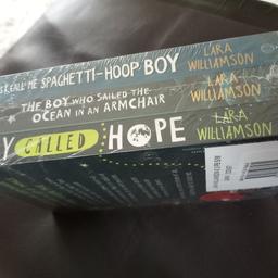 Set of 3 new and sealed Lara Williamson books. Titles are 'A Boy Called Hope' , 'A Boy Who Sailed The Ocean In An Armchair' and 'Just Call Me Spaghetti Hoop Boy'. RRP £20.97