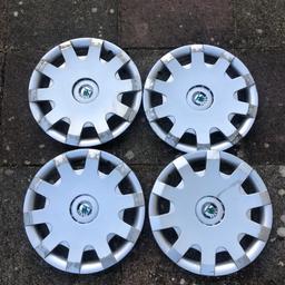 Genuine 4x 15” skoda wheel trims in used condition.