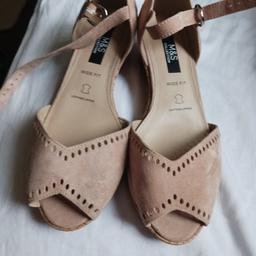 beautiful ladies swede 1inch Cork wedge sandals good clean condition from smoke free home