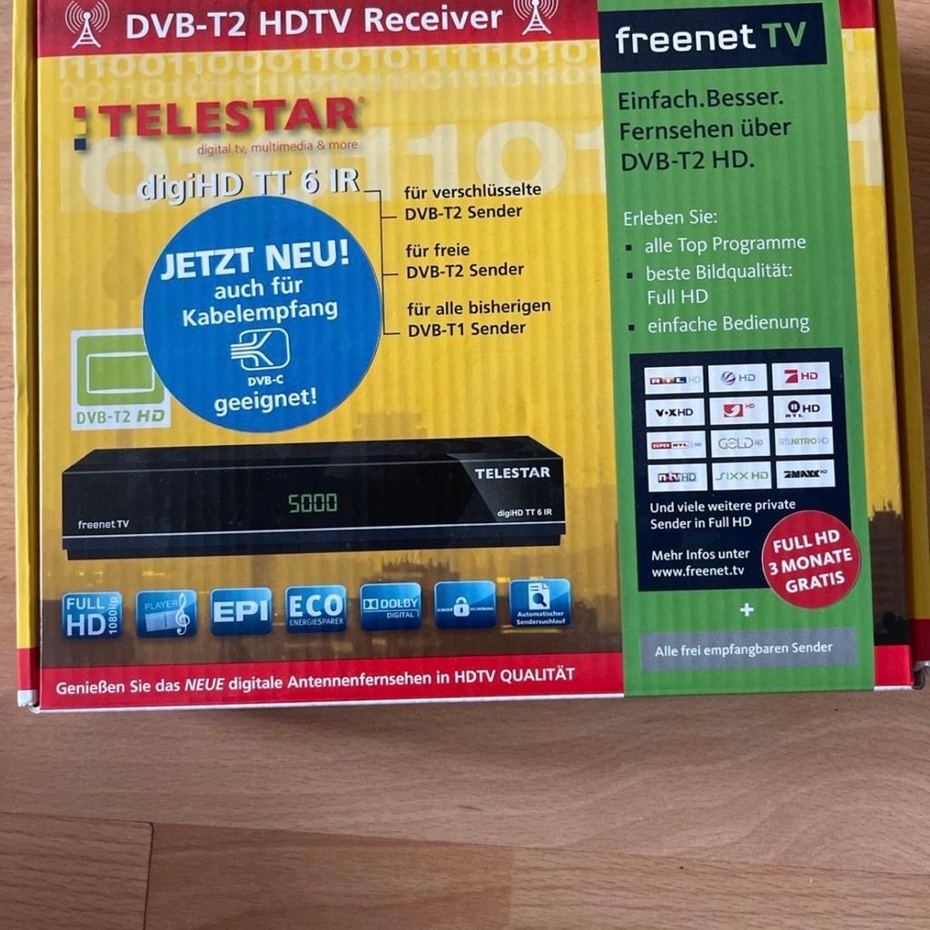 Telestar DigiHD TT5 IR Receiver "Freenet TV"
für alle empfangbaren TV-Sender

DVB-T2/ DVB-C HDTV Receiver

Verkauf von Privat an Privat, keine Garantie, Umtausch oder Rücknahme