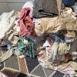 A lot of clothes newborn first size and 0-3 months girls clothes varies brands next m&s etc
