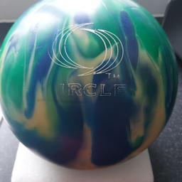 Ten pin bowling ball - 12lb -pre drilled - nice condition- blue&turquoise- used