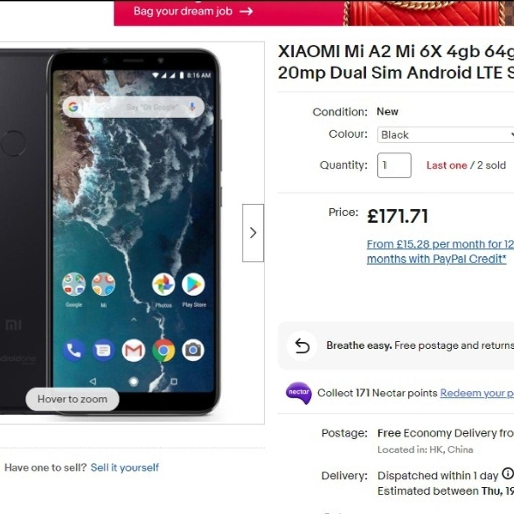 Xiaomi MI A2
128GB
6GB RAM
Dual SIM
Fingerprint
Android One

Details: The device is in excellent condition, smartphone with a tough protective case and impact-protective tempered glass.

Don't waste your time bargaining, you won't be answered.