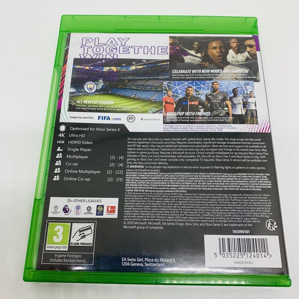 FIFA 21: Champions Edition (Xbox One & Xbox Series X) * Leeds LS17 & Post *

Bargain at £3 No Offers
Collect from Leeds LS17 or can be posted for an additional £3