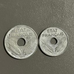 Frankreich 20 und 10 centimes 1941 Essai Bügeleisen Etat Français MS münze Francaise. 

Privat verkaufen