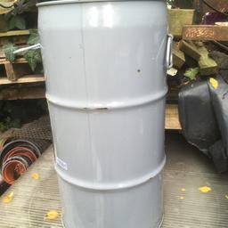 Ideal smal, project or burning bins ( bonfire night ) 
22 inch x 11 inch 
Contained brake fluid 
Can deliver for fuel 
Also have full size steel drums 200 litre £20 each 
Or plastic 210l litre £16 each