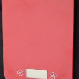 Red kitchen mini scales- easily found as most little white or see through, get mislaid or back of the cupboard.  This will stand out in most contemporary kitchen set up.  Just needs new battery.

Any low offers will be ignored.

Local collection preferred from a safe spot, Tesco Express Tulketh Mill PR2 2BT. Protects both seller & buyer.

Full payment by PayPal incl fees.

I don't do bank transfers or Western Union.

Humblest of apologies.