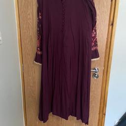 Beautiful long maxi dress with trousers and heavy embroidered dupatta. Worn once will fit size 10/12