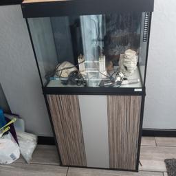 fish tank and stand size
w 2ft h 4ft on stand d 14" got pump led light heater no ornaments good condition collection Aston B6