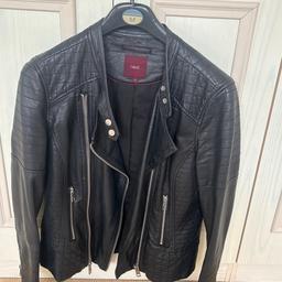 Next faux leather biker style black leather jacket size 14