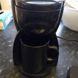 One person eldctric coffee filter machine. Enough to make a coffee for one person in the matching coffee mug. Has been tested and is in perfect working order.
Collection only from Bilston as I have no transport.