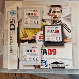2x für den 3DS ohne Hülle 
FIFA 12 UND 14

1x Nintendo DS 
FIFA 09 mit Hülle

Komplett 15€

Einzeln je 8€