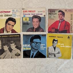 The last of my collection of Vinyl EP's. Selection of Elvis plus contemporaries. Mixed condition from "excellent" to " average". They all play well as can be expected for Vinyl of their age. Please ask for additional photographs if your not sure. Also if you wish to buy certain discs only message me I'm willing to split the selection.

