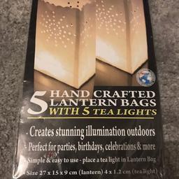Hands Crafted Candle Lantern Bags for the Outdoors - Pack of 5. Tea lights included.


Condition is New.