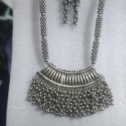 Beautiful Brand new long necklace set with earrings Indian junck jewelry oxidised.was £20 now £13 only