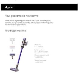 Got Dyson v11 for sale was only bought last year 16/09/2022 only selling as just got new v15 model i will update pics tomorrow probably the picture below is details of the actual V11 machine I’ve got with matching serial number 
It’s got all the attachments and charger battery is very good also 
Condition is very very good