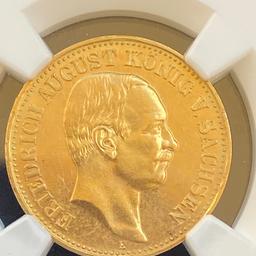 Kaiserreich 10 Mark 1906 E Sachsen Friedrich August III - NGC MS 63 Goldmünze.



Privatverkauf keine Rücknahme die Fotos sind Bestandteil des Angebotes
