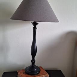 black table lamp for sale. In great condition. includes grey shade and books. can post. (great dupe for neptune, the white company and laura ashley lamps retail at £80+).