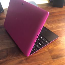 Pink Acer laptop. This is touchscreen and also the screen separates to become a tablet. Excellent condition. Can deliver.