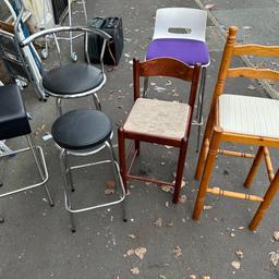 6 odd bar stools , wood , metal plastic , choice of 6 , £15 each listing is for 1
