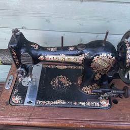 Vintage Jones sewing machine

Probably 1920s in date

Handle turns well but would benefit from oiling

No box

Makes a great decorative feature