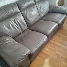 3 seater settee chair and large pouffe leather
