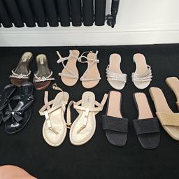 6 pairs size 6, Aldo silver size 5 but generous. Black sparkly unworn
Carvella Dune Faith and Next
Grab a bargain for next summer!
£15 for All!!
Collection only Kingswinford 