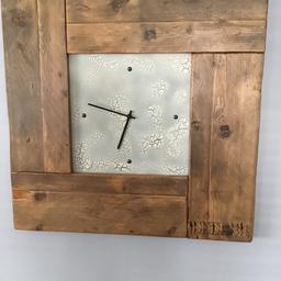 Very heavy wooden clock by Designate in a reclaimed design.
Battery operated.
67 cm x 67 cm x 30 cm.
Reduced to £40.
Collection Lichfield.