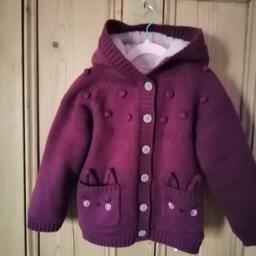 Fur lined burgundy Cardigan /jacket