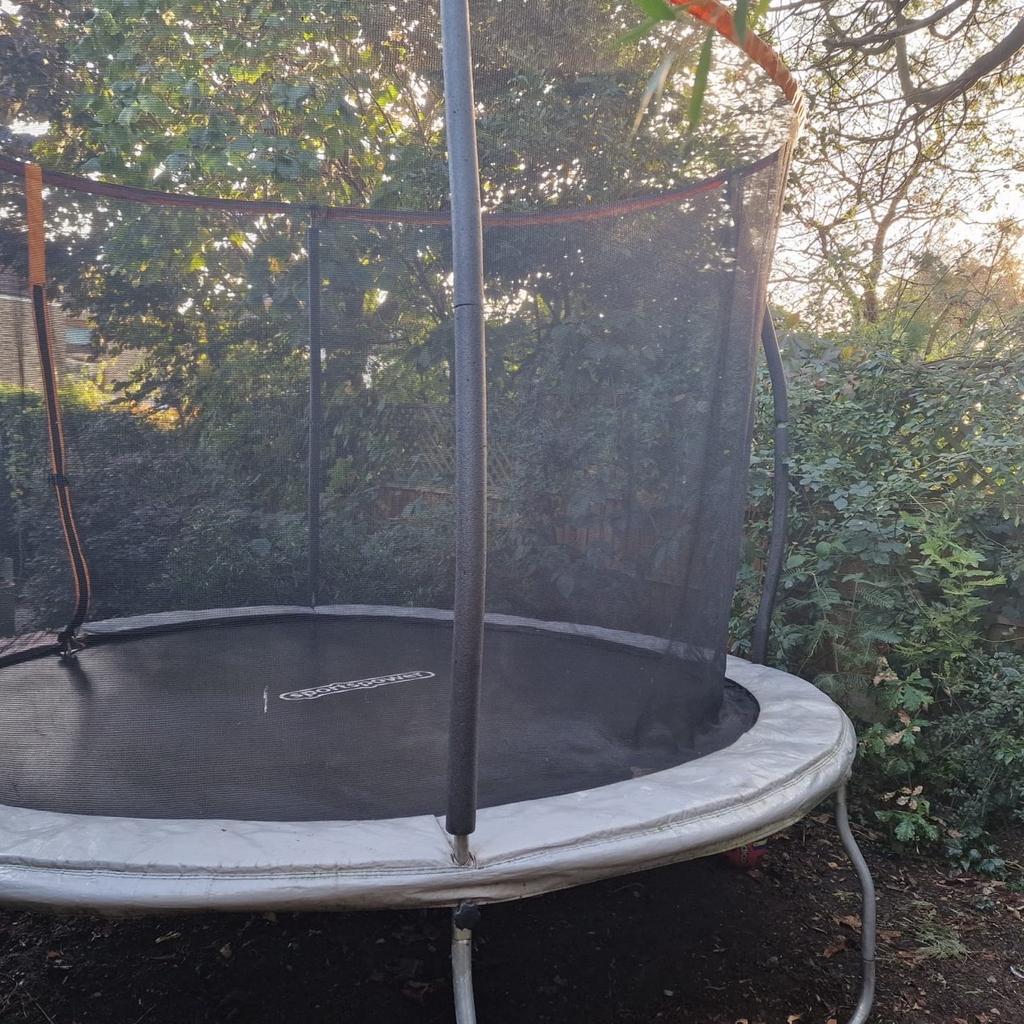 Fantastic 10 foot trampoline in great condition. Dismantled now with all the bits. In perfect working order with no rips or tears, slight ware on the padded spring guard where the entrance is but nothing major, can easily be covered with duct tape. All set to go to a new home for years of happy jumping. Reason for selling, my girls are teenagers now so no longer want to bounce 😞.