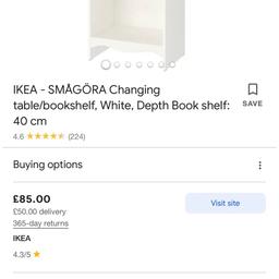 Used, in very good condition. I give the ikea changing mat and two covers for the mat with it for free. Collect from Pimlico.