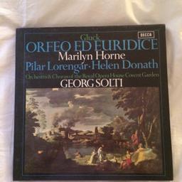 Gluck Orfeo Ed Euridice/Marilyn Horne/Solti/ROH Covent Garden SET 443-4
This Decca 1970's LP box set release features Christoph Gluck's Orfeo Ed Euridice, performed by the Royal Opera House Covent Garden under the baton of Georg Solti. The box set includes two LPs and contains the original booklet featuring notes, biographies and synopsis in English plus Italian libretto with English translation.