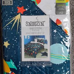 Two Toddler Duvet covers. One brand new/unused from Matalan with a space theme. The monkey set is used from George Asda. £10 for the bundle. A used toddler duvet can be provided free of charge.