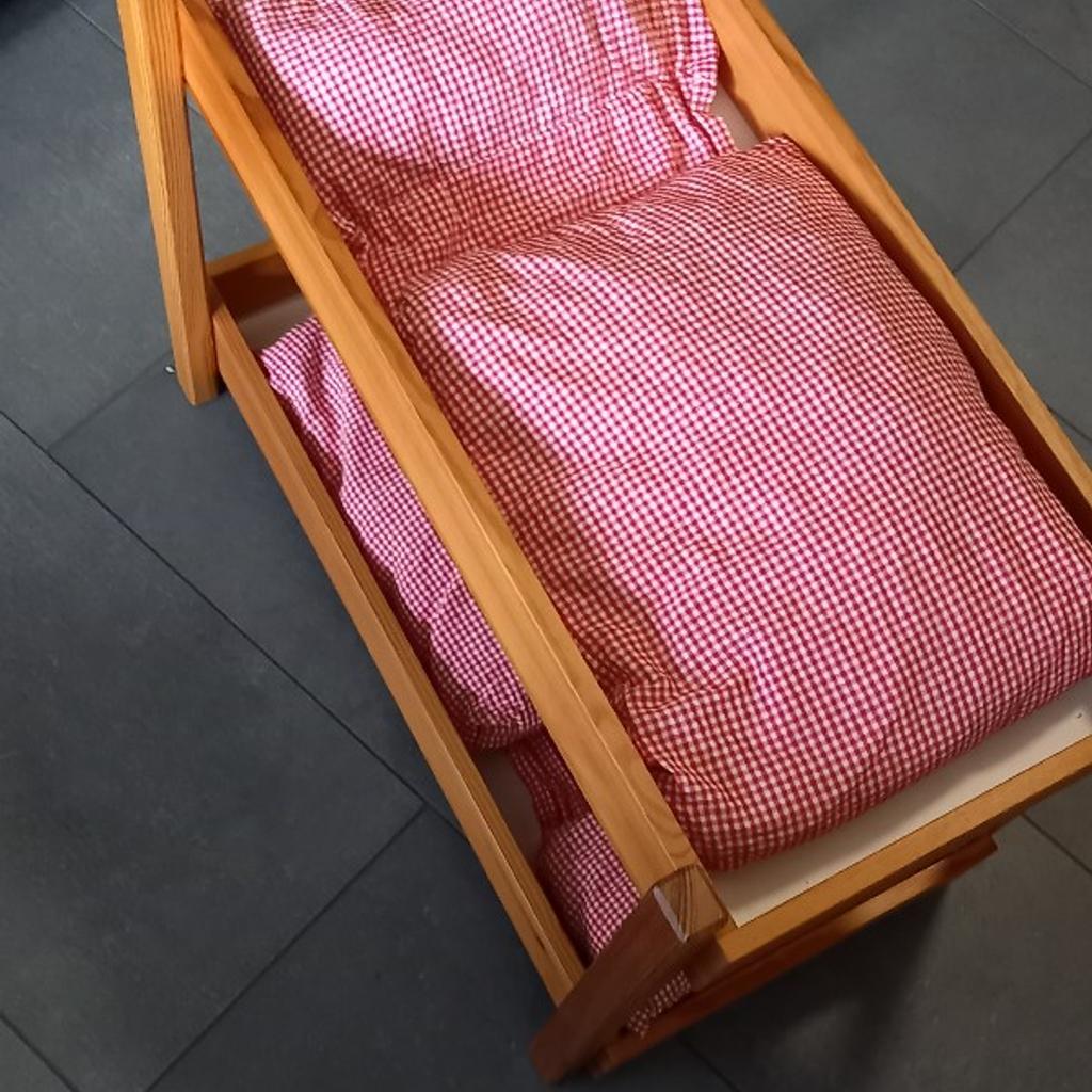 Stockbett für Puppen ( L: 63 cm , B: 35 cm , H: 50 cm ) vom Opa selbst gebaut - inkl. Bettwäsche von Oma genäht 👍
