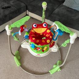 Fisher Price Jumperoo Baby Activity Centre with lights sounds and music. Interactive baby bouncer .
Rainforest.
Only used twice, excellent condition.
360 degrees 
Folds for easy storage. 
From a smoke and pet free home. 
RRP £75.99