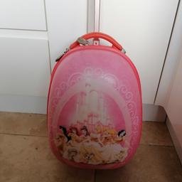 Disney princess suitcase little faded on main picture. Extendable handle. Light weight. Zip compartment inside. Cute. Smoke/pet free home. Buyer to collect please