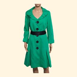 Mark and Spencer green pleated fully lined button down belated trench coat.