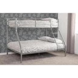 SILVER TANDI TRIPLE SLEEPER BUNK BED FRAME £260.00

WITH BUDGET MATTRESSES £410.00

ALSO COMES IN BLACK 

B&W BEDS 

Unit 1-2 Parkgate Court 
The gateway industrial estate
Parkgate 
Rotherham
S62 6JL 
01709 208200
Website - bwbeds.co.uk 
Facebook - B&W BEDS parkgate Rotherham 

Free delivery to anywhere in South Yorkshire Chesterfield and Worksop on orders over £100

Same day delivery available on stock items when ordered before 1pm (excludes sundays)

Shop opening hours - Monday - Friday 10-6PM  Saturday 10-5PM Sunday 11-3pm