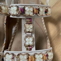Cream jewelled sandals, worn couple of times, still good condition