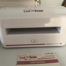 Craftwell “Cut ‘n’ Boss” fully automated Embosser & Die Cutter. Complete with manual. No damage. Selling due to purchased upgrade. From smoke & pet free home. £40 on collection.  Grays