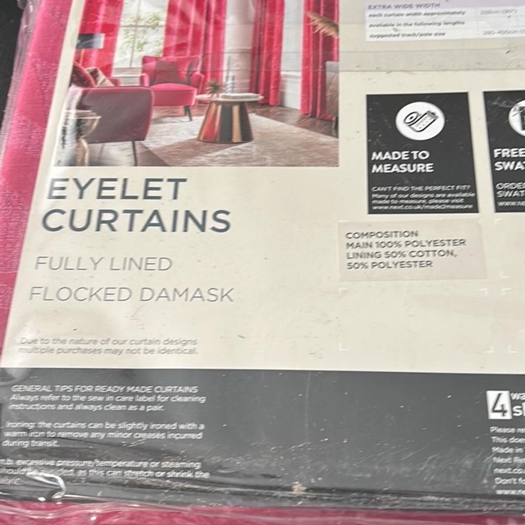 Next eyelet curtains flocked damask fully lined 2 sets available